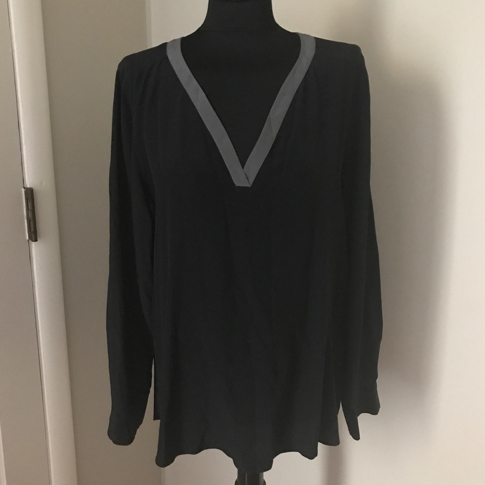 Eileen Fisher Black/Gray Silk Top